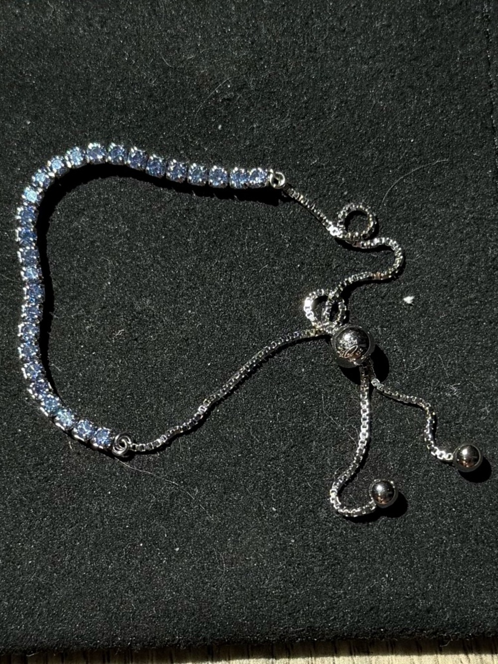 Anna Zuckerman Adjustable Silver Bracelet with Sparkling Tanzanite Blue Stones